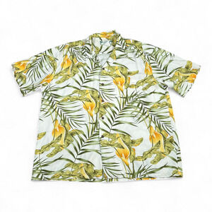 Vintage Two Palms Hawaiian Shirt Adult EXTRA LARGE White Rayon USA Made 80s